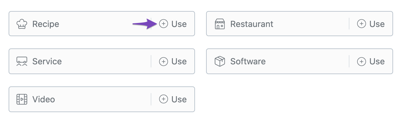 Use Recipe Schema type