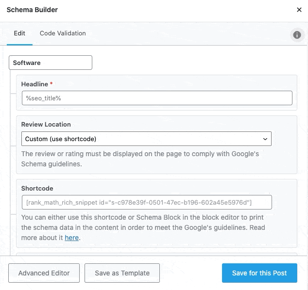 Software Schema Builder