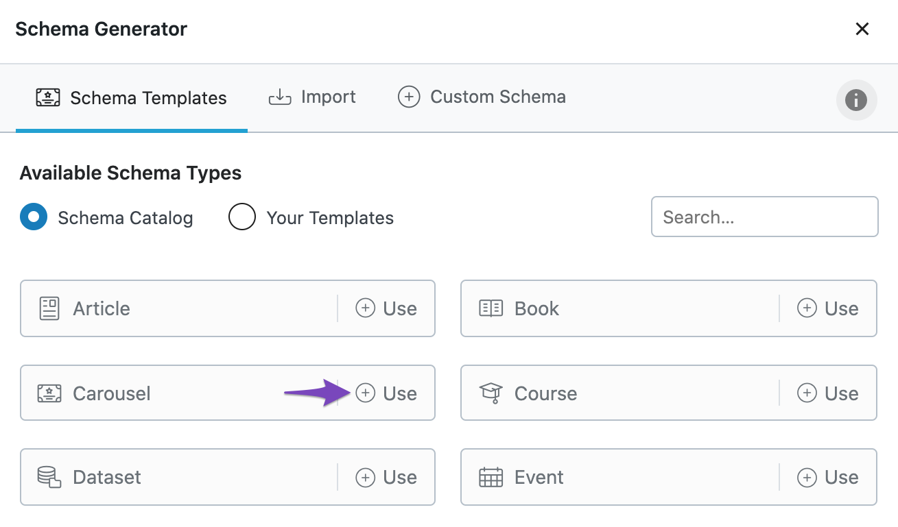 Use Carousel Schema