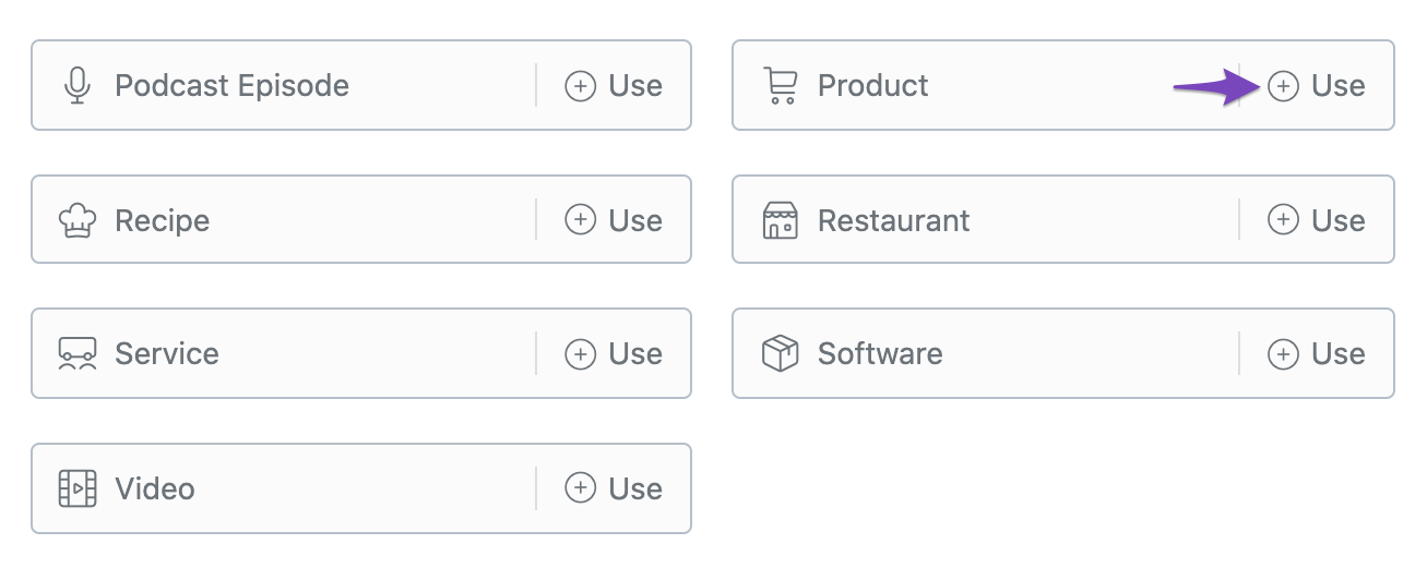 Use Product Schema type