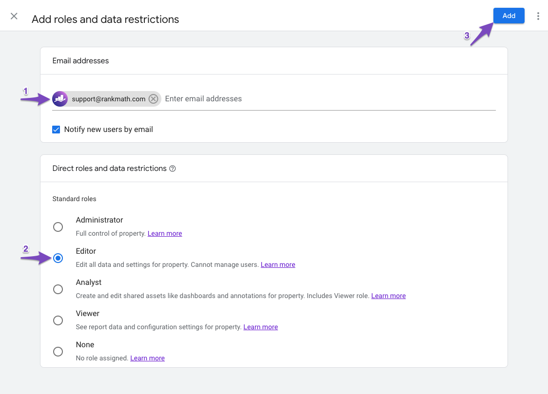 Add user to Google Analytics - Universal Analytics