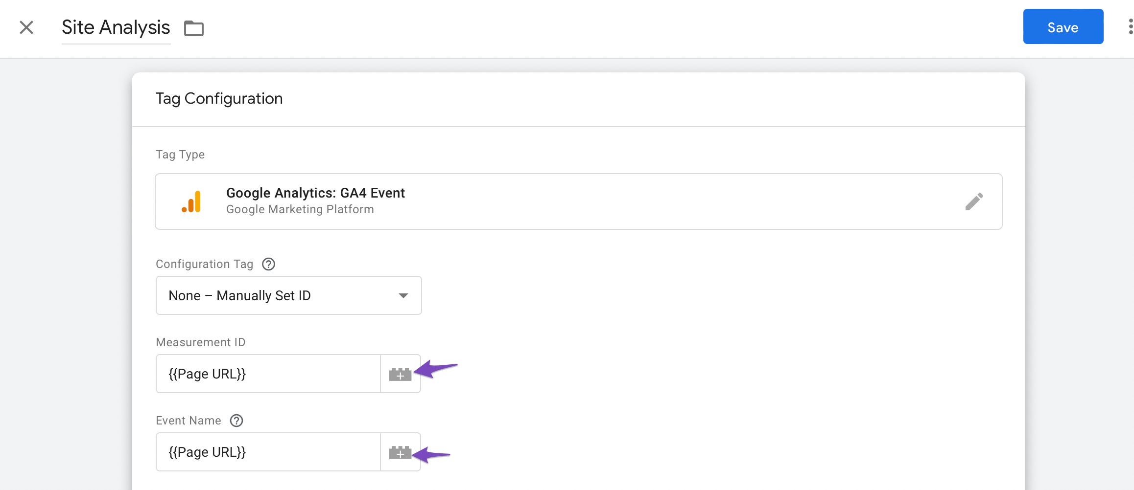 tag configuration