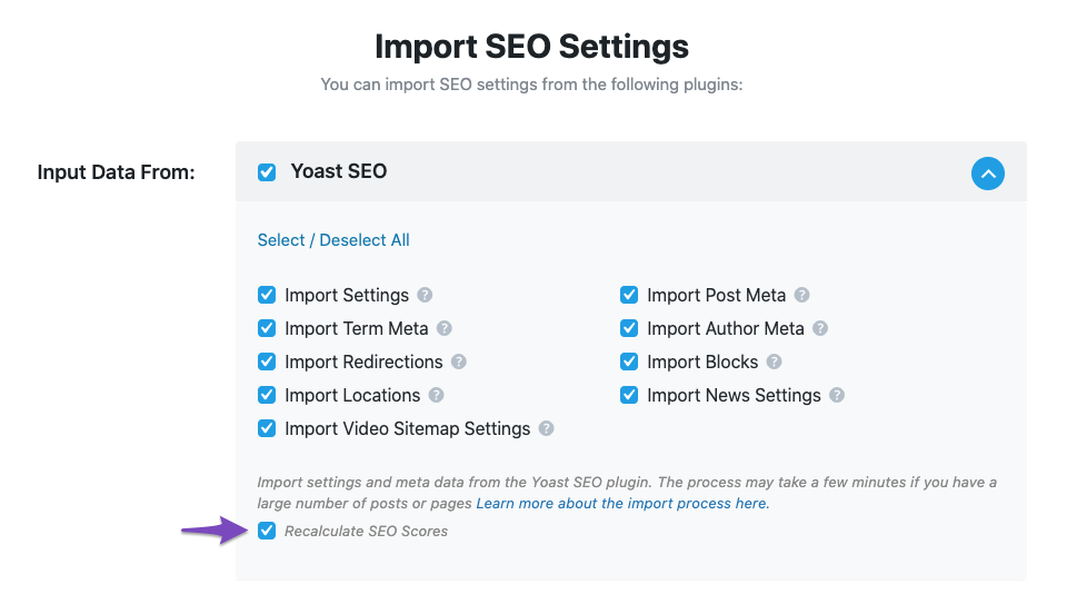 Recalculate SEO scores along with importing data
