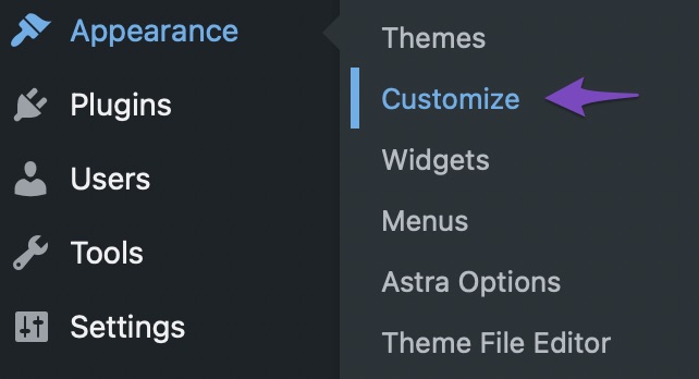 navigate to customize settings