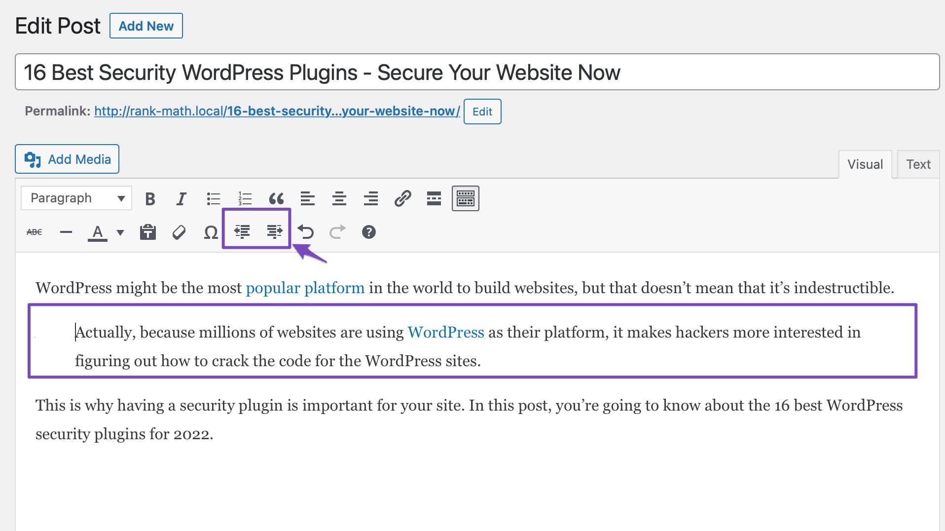 How to Indent Paragraphs in WordPress - 4 Easy Methods » Rank Math