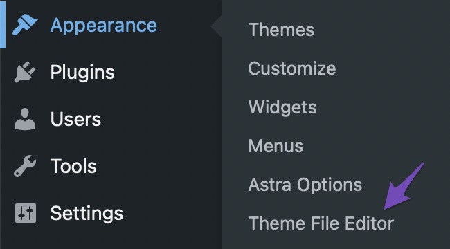 Navigate to Theme File Editor