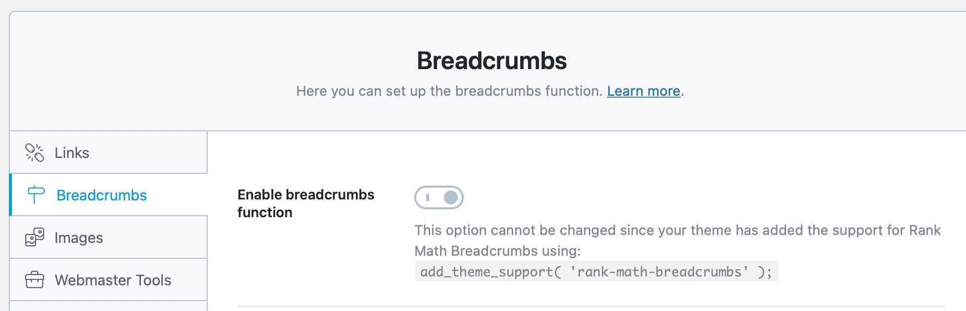 Breadcrumbs settings
