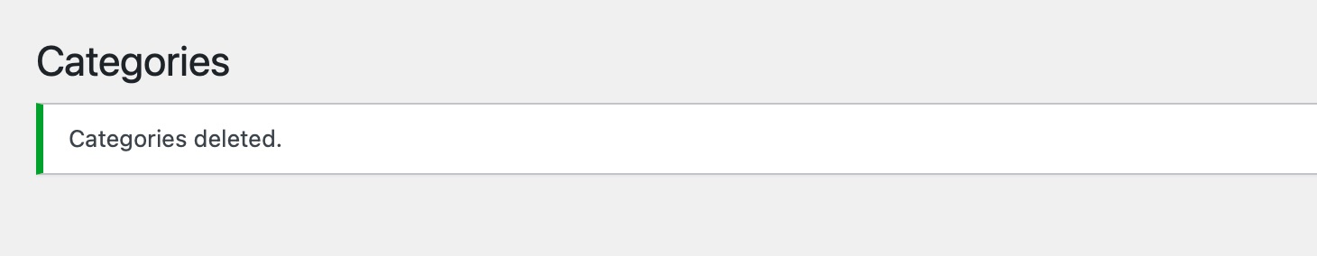 categories deleted message