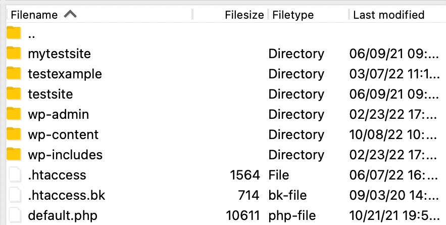 WordPress core files