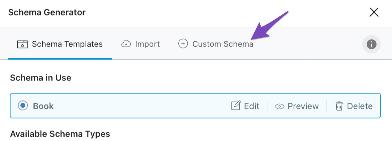 Open Custom Schema tab