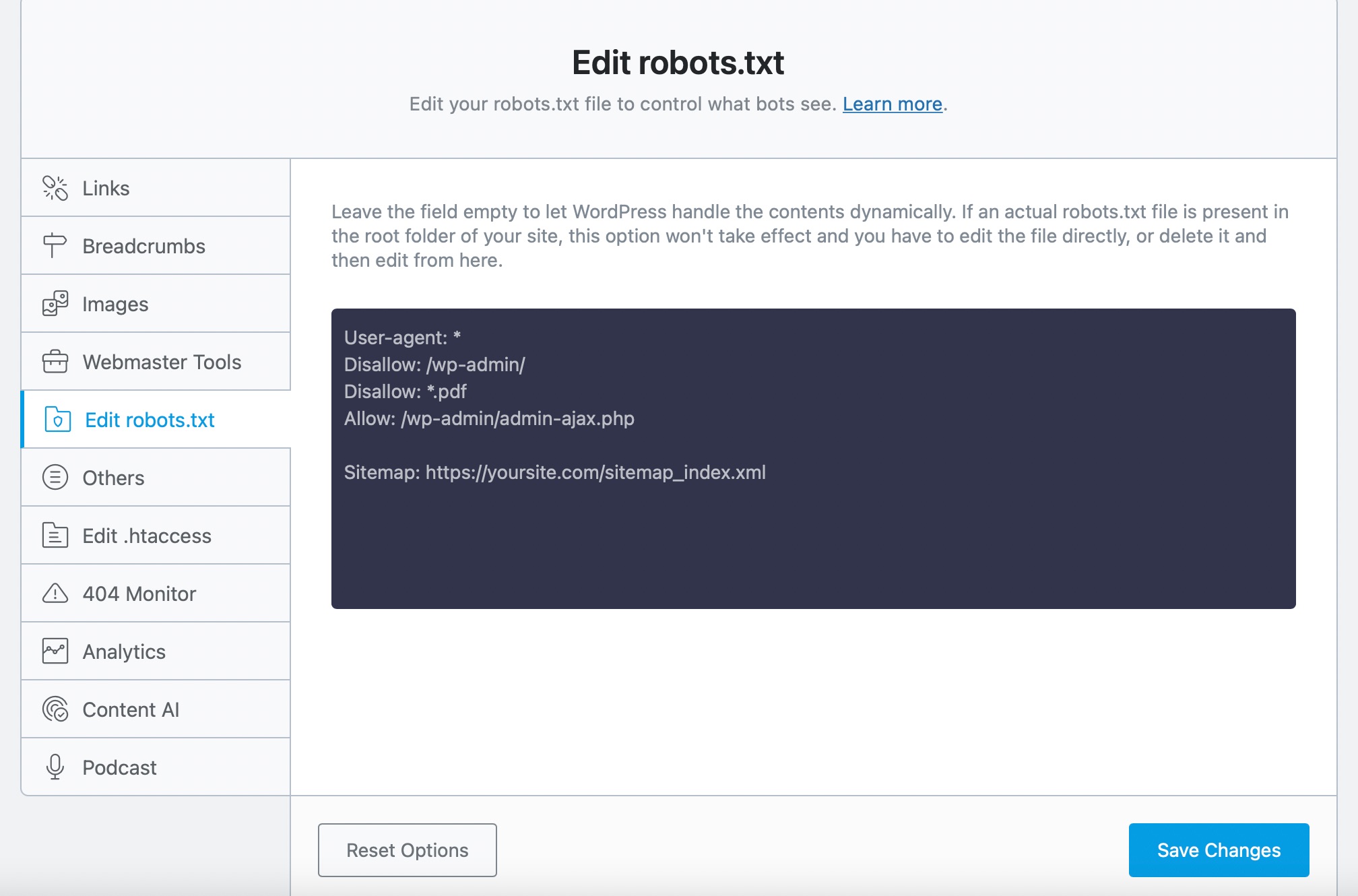 Paste code in robots.txt to disallow PDF files