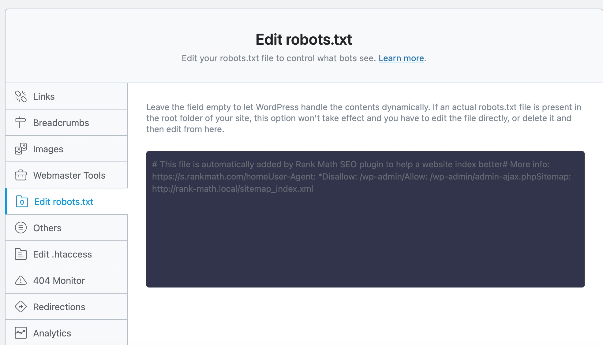 Edit robots.txt
