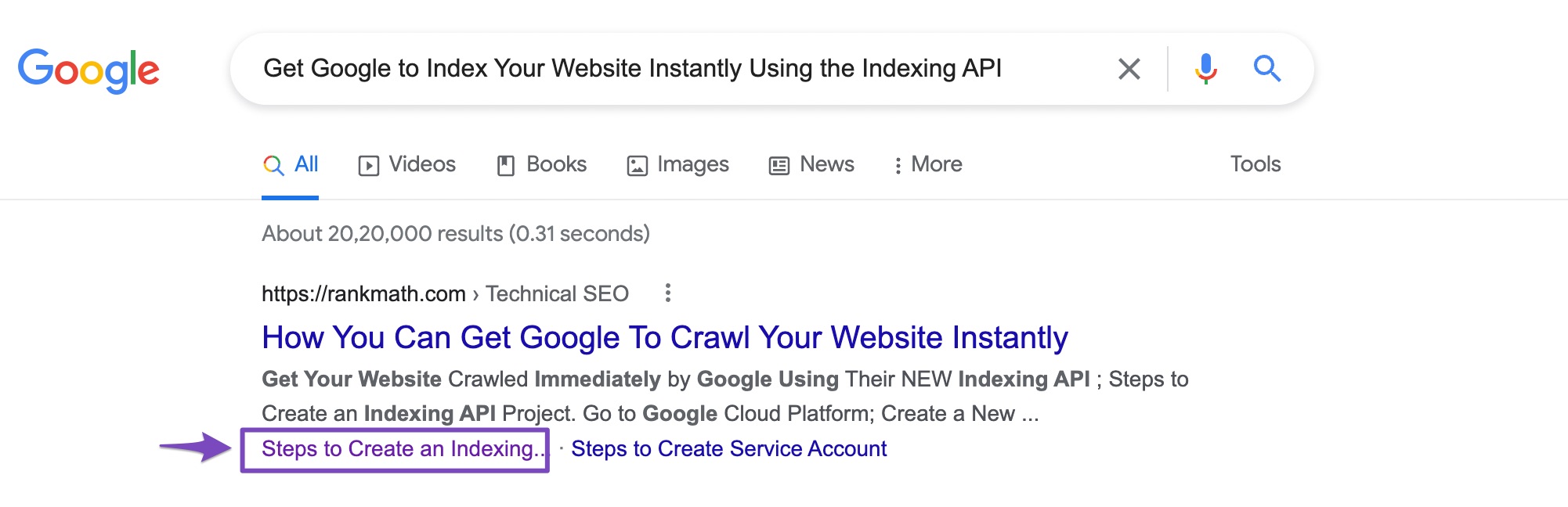 Google 使用 Indexing API 的精选摘要