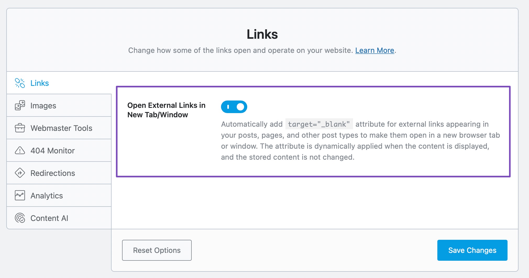 Links Option in Easy Mode