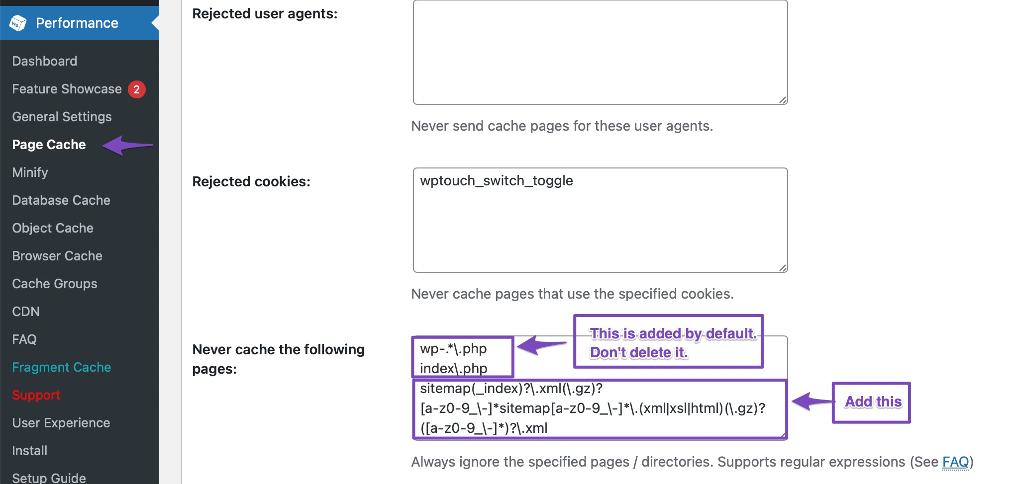 Exclude Sitemap In W3 Total Cache