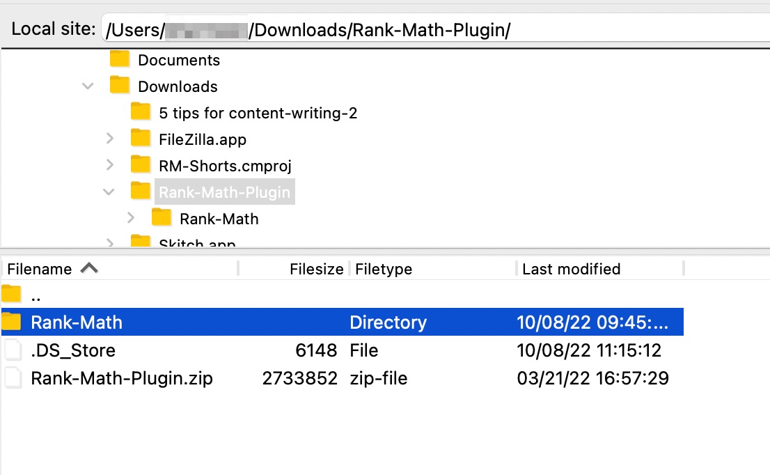 Upload Rank Math folder