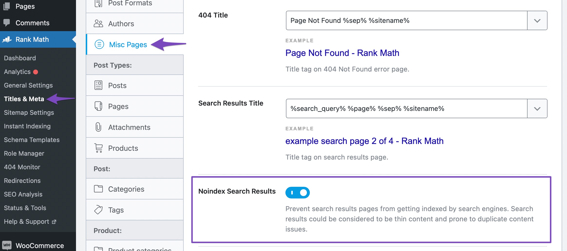 No index search results to fix internal site search spam