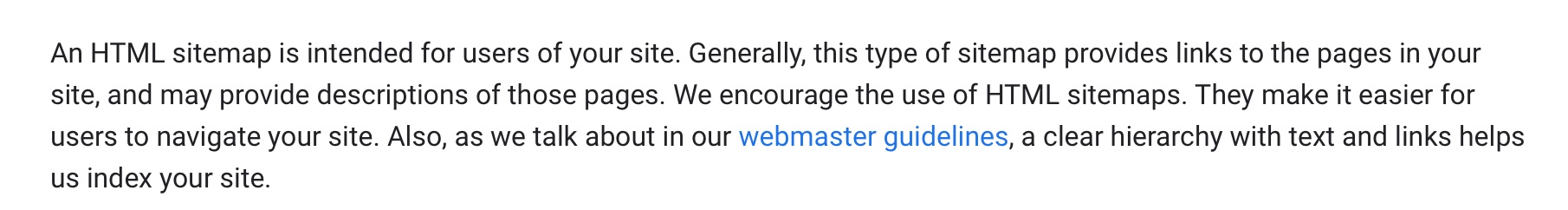 Google guidelines for HTML sitemap