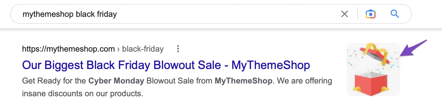MyThemeShop example of image displayed in search results