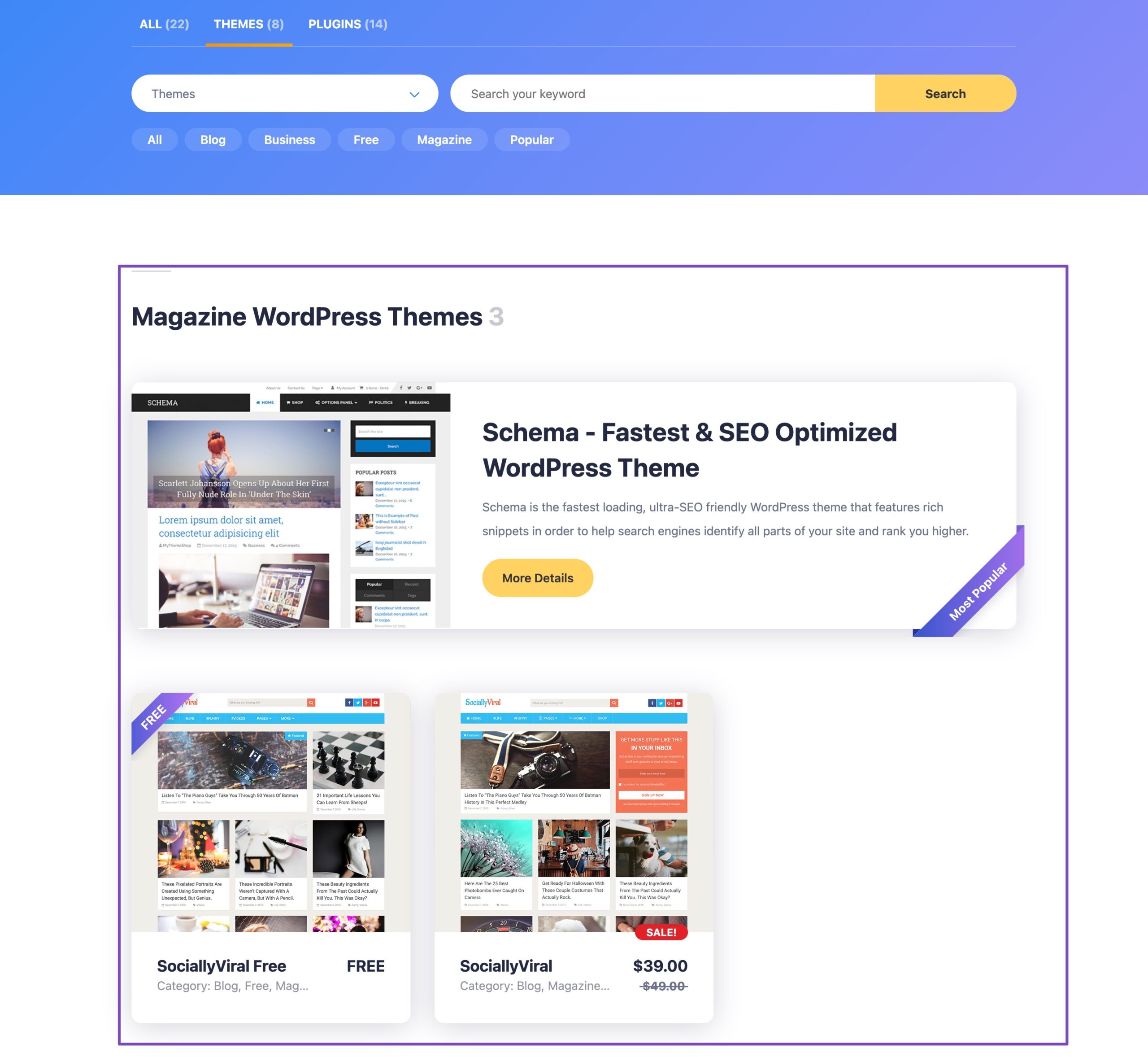 Themes sub-category in MyThemeShop