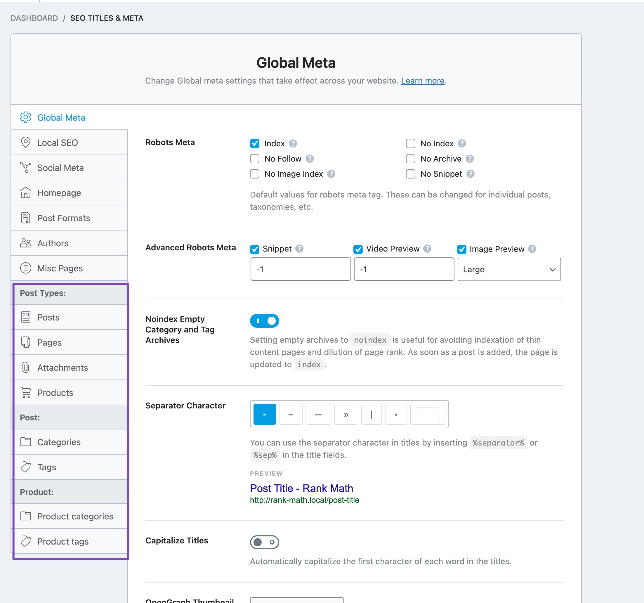 Select Post Type/ Taxonomy