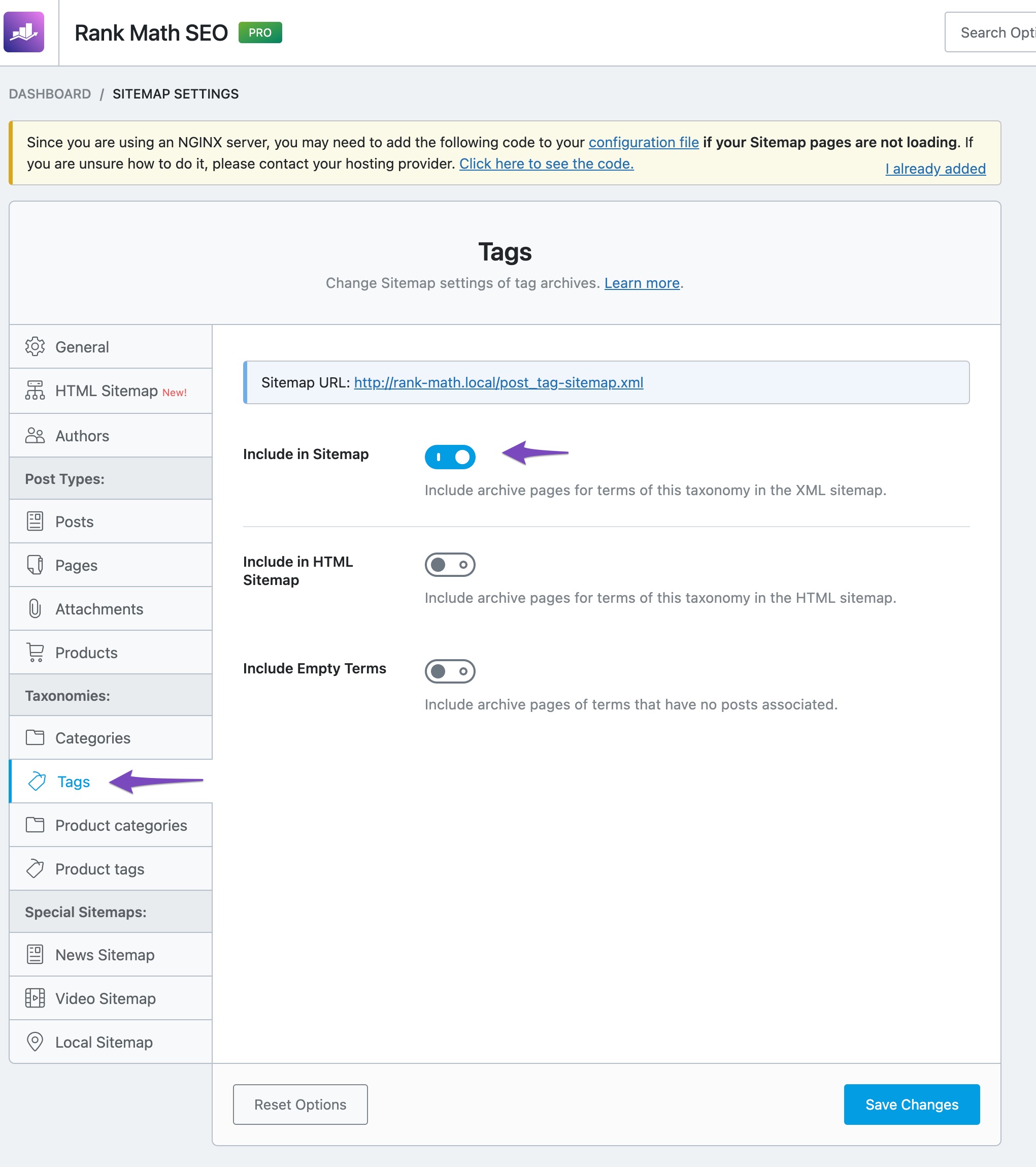 Enabling sitemap for tag archives