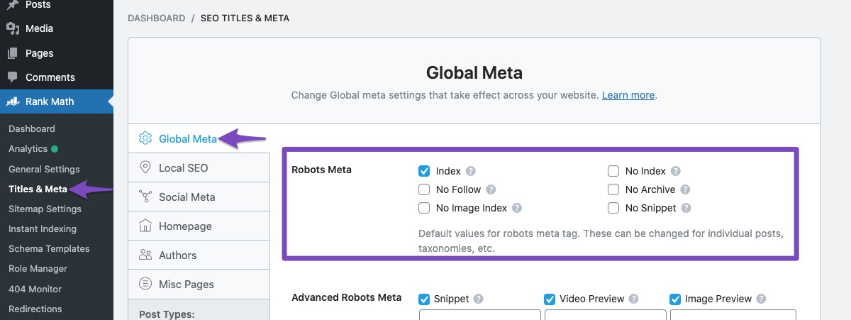 configure Global Meta