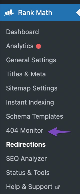 Going back to Rank Math 404 Monitor