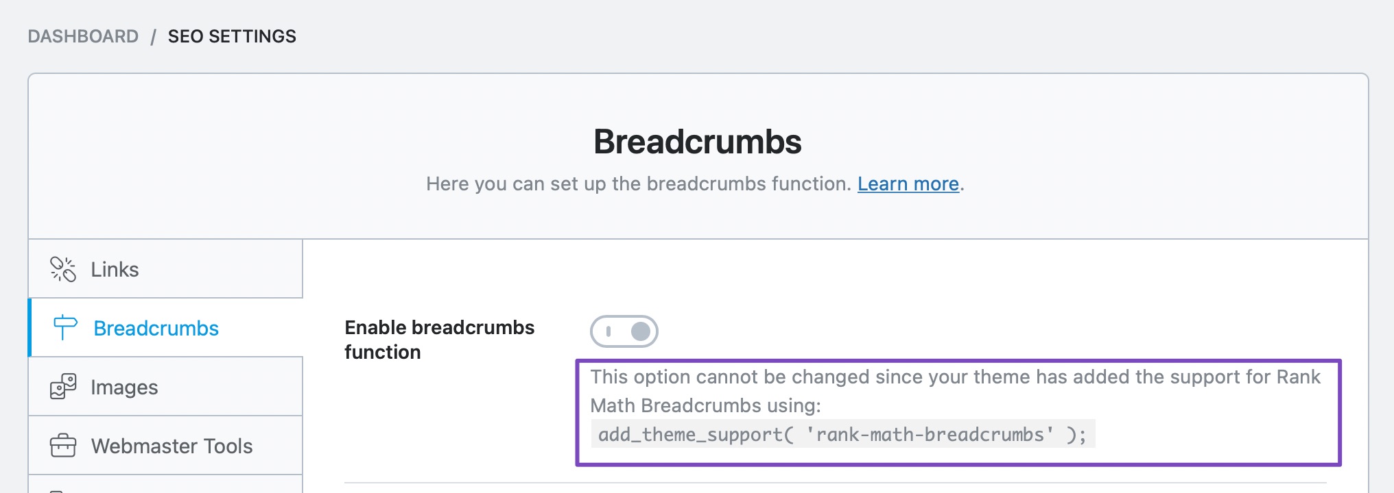 Enable breadcrumbs feature with theme support
