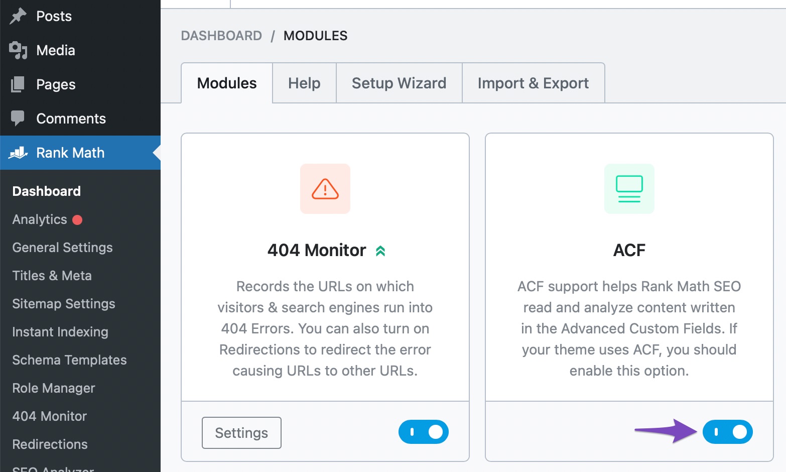 Enable ACF Module