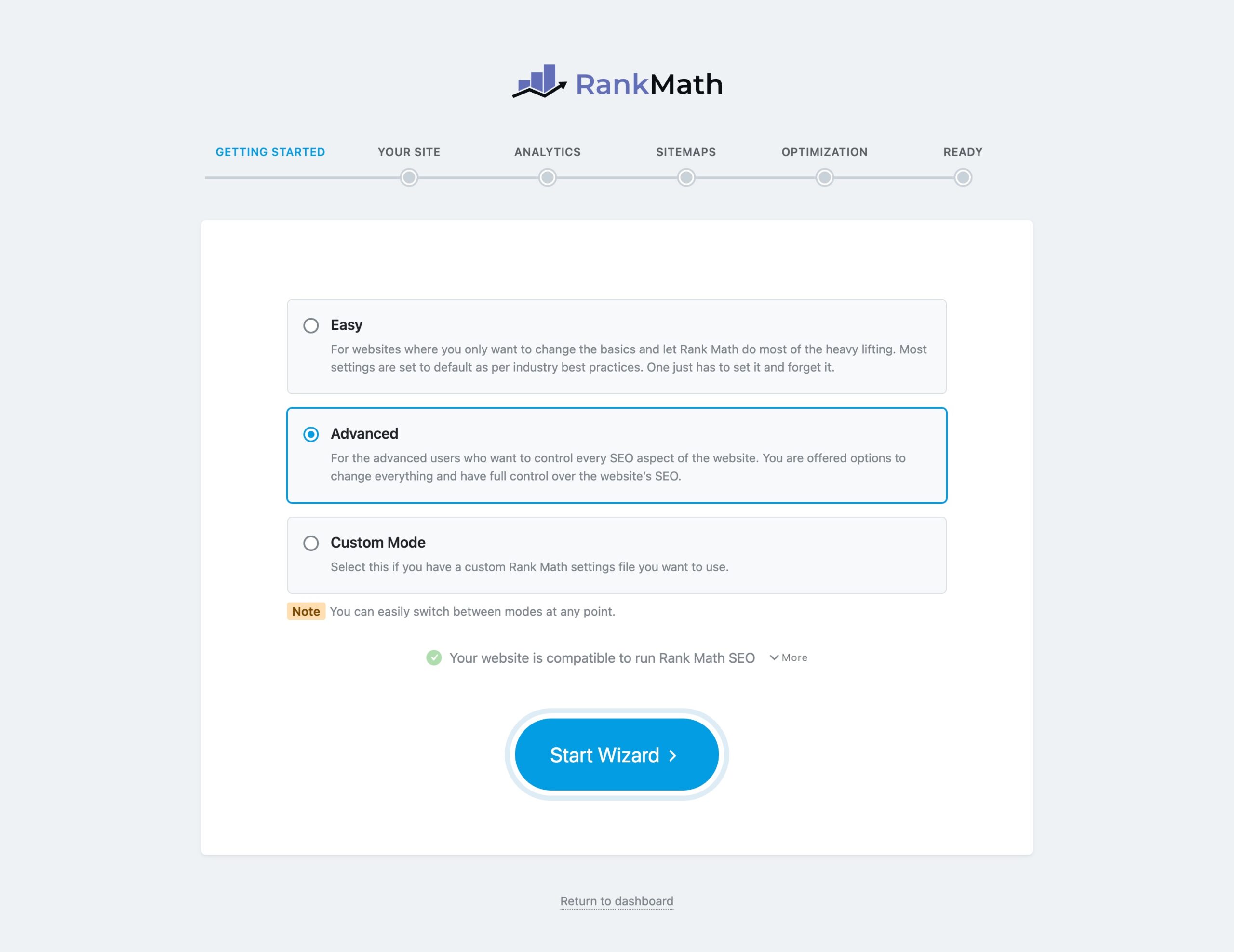 Rank Math Setup Wizard