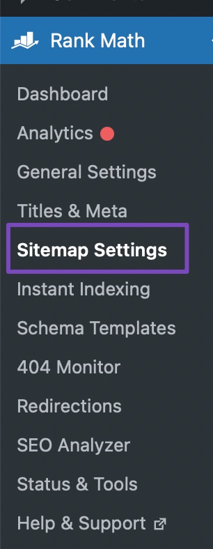 Sitemap settings