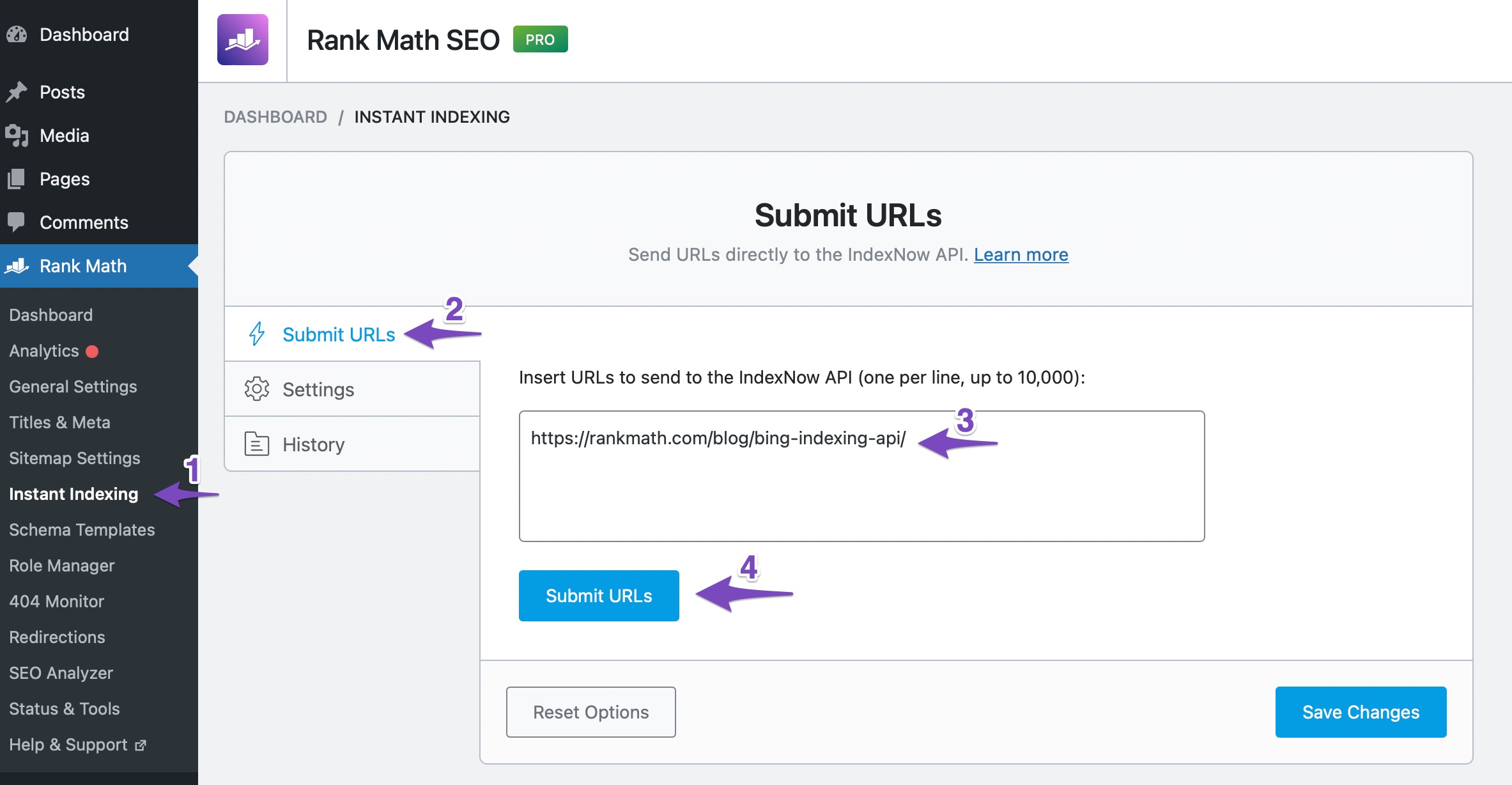 Submit URLs to Bing URL Submission API