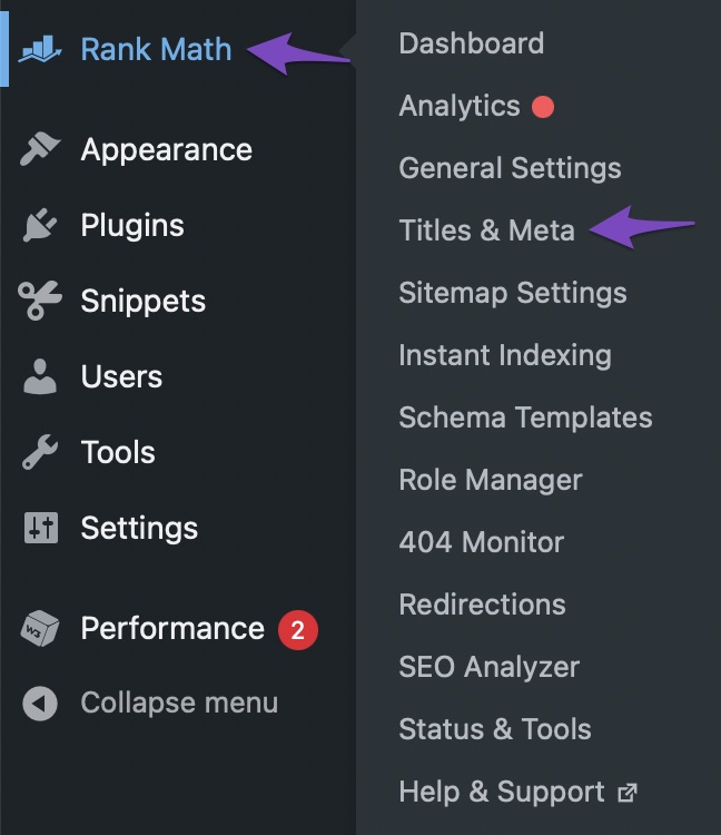 Navigate to Titles and Meta Settings