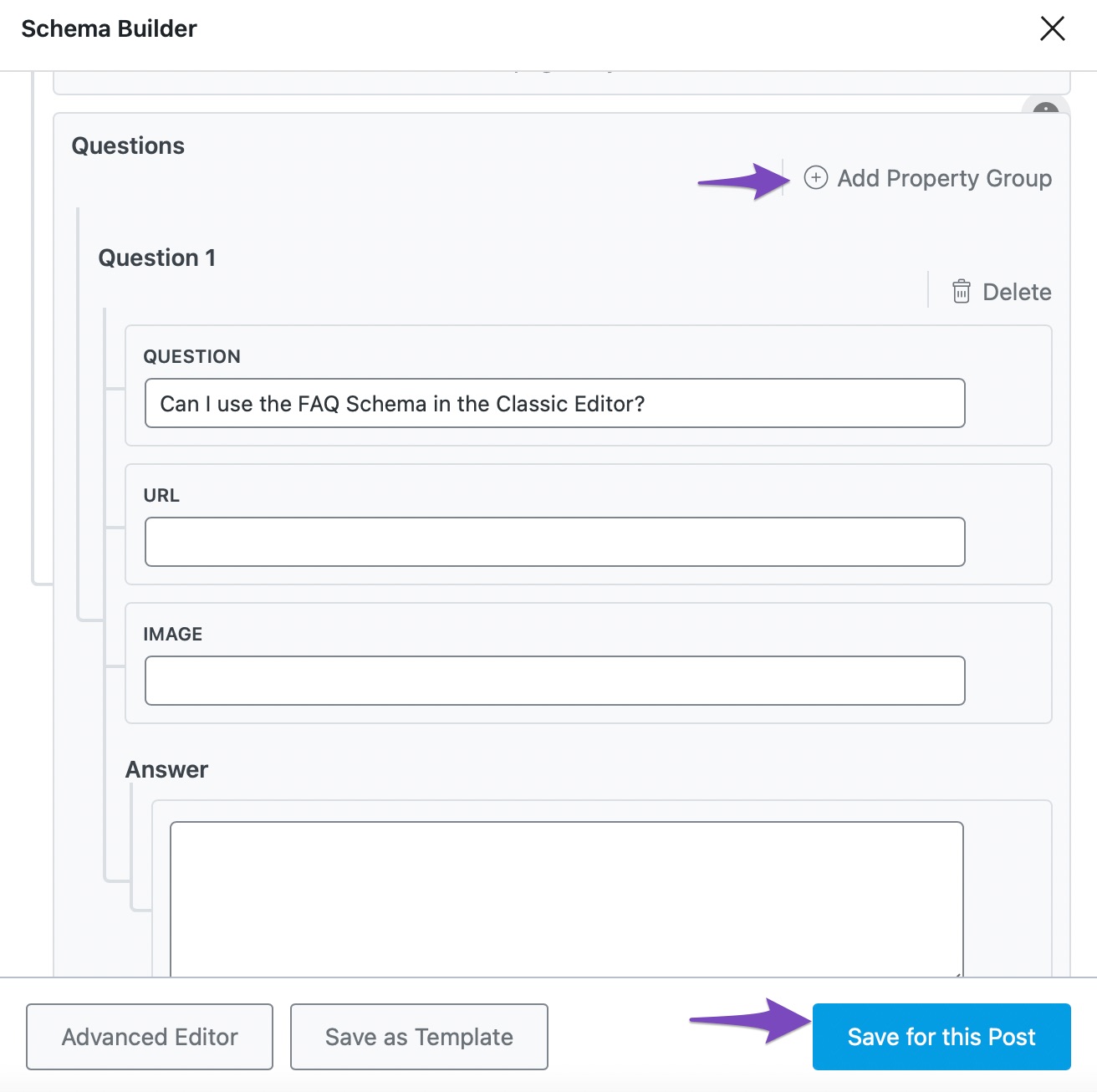 Add questions to the FAQ Schema