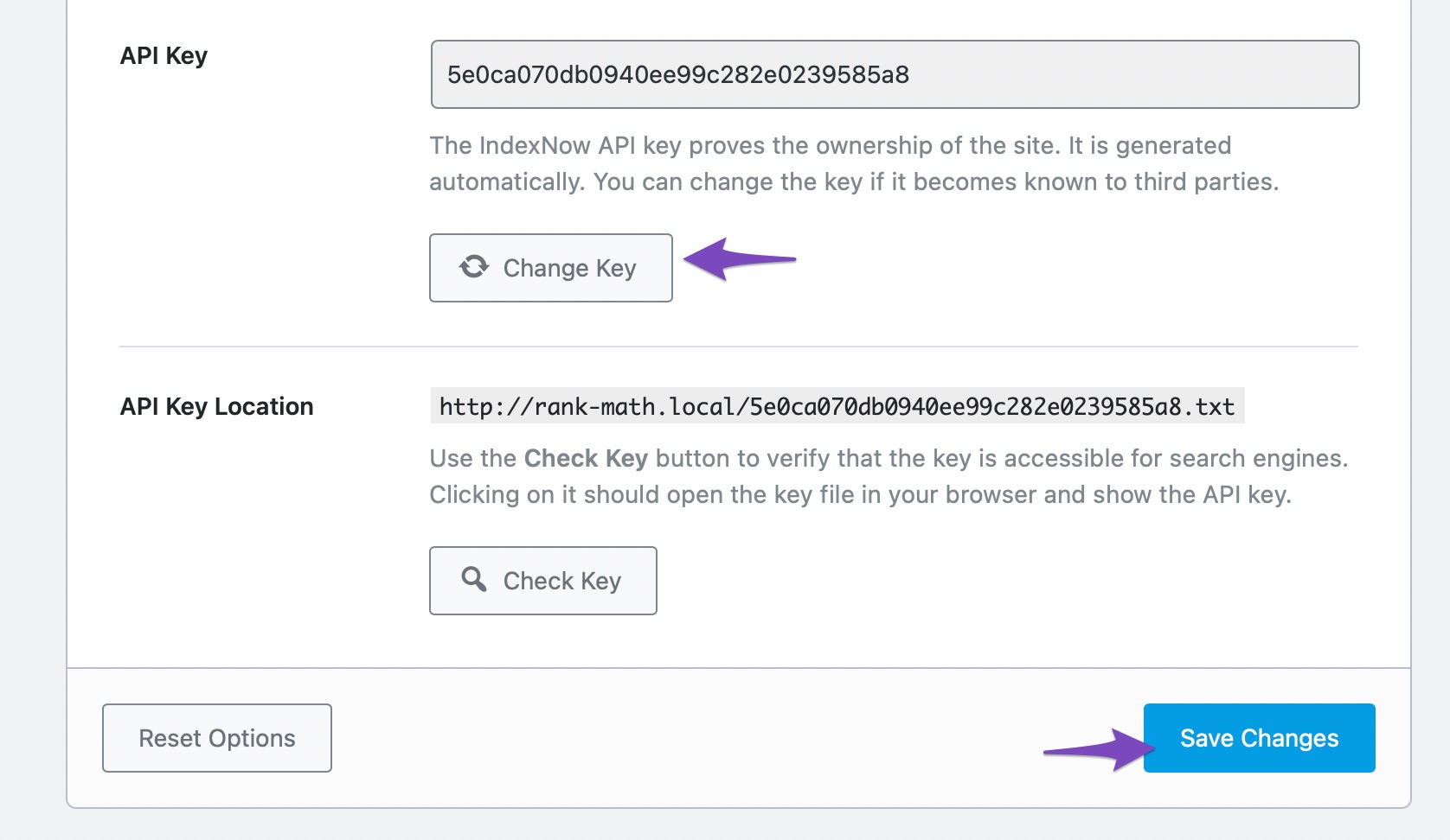 Change your API key and Save