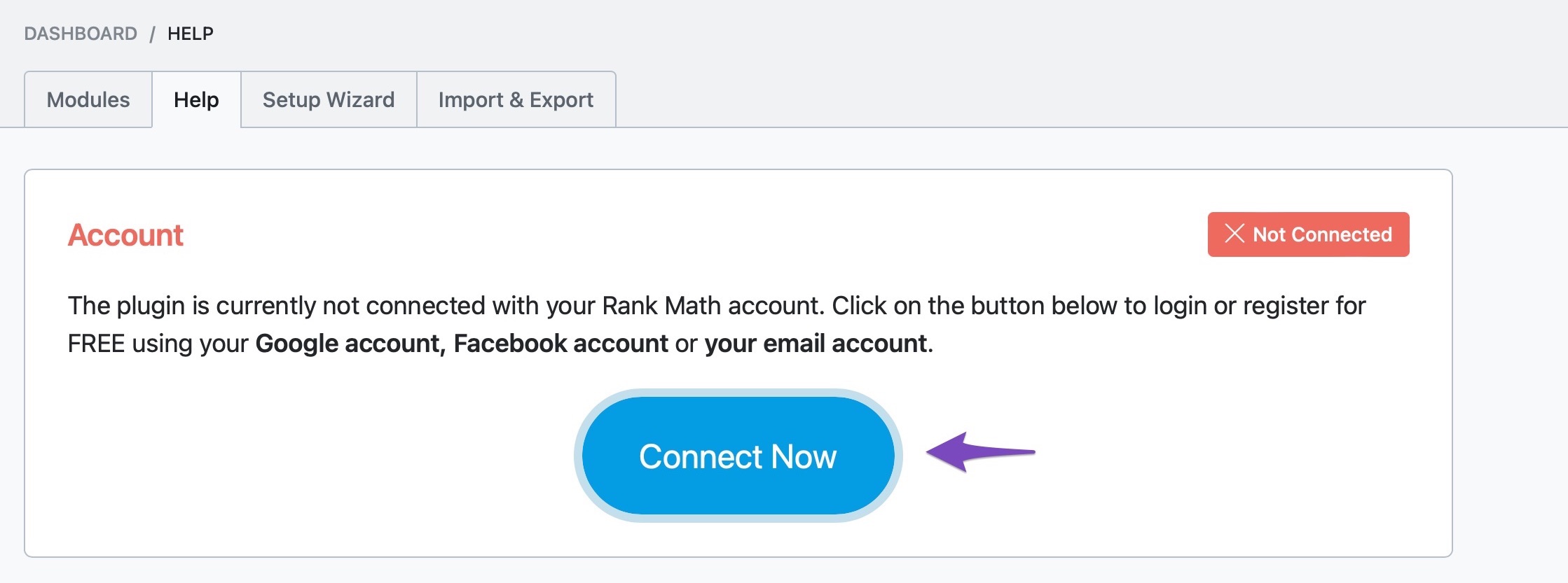 Connect Rank Math account