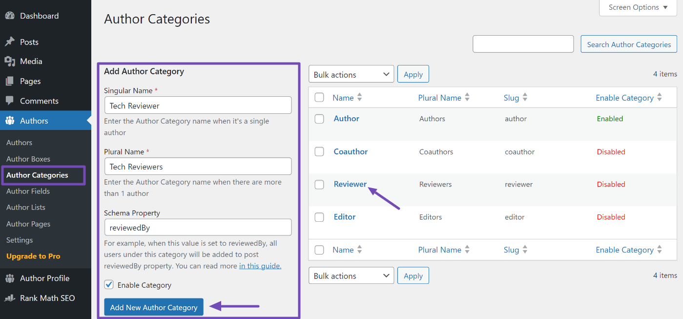 Adding Author Reviewer