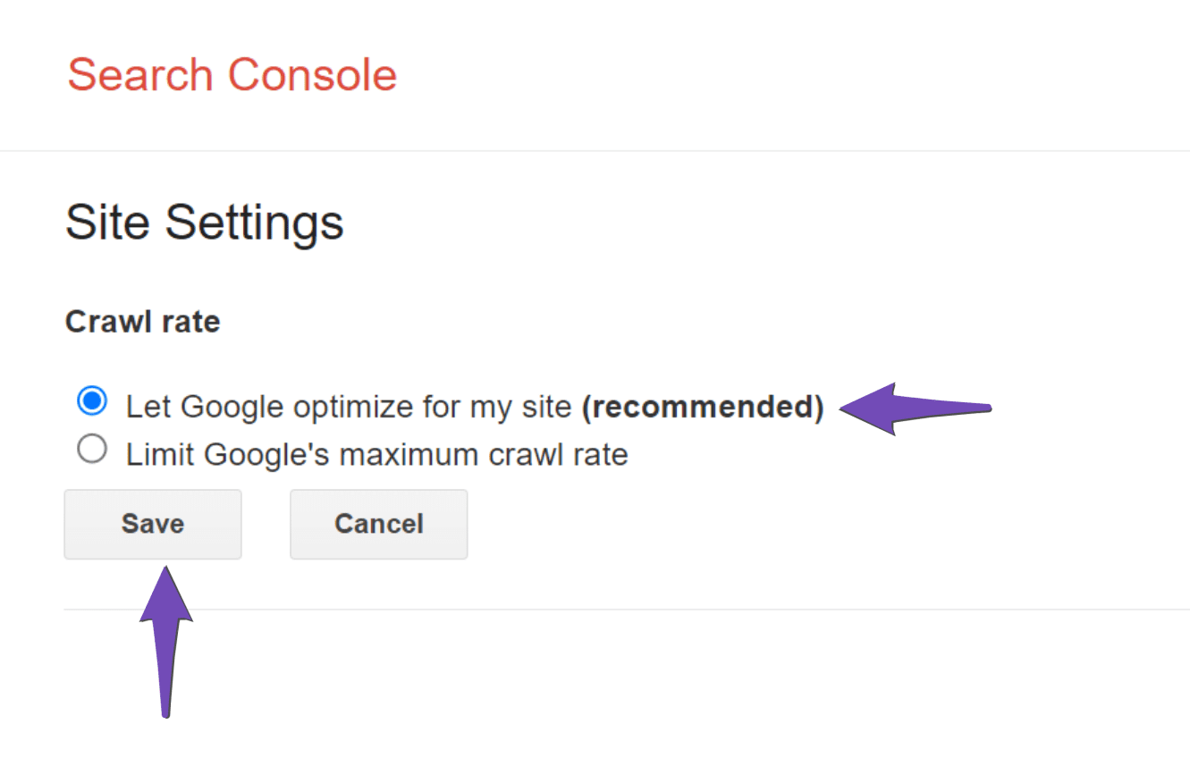 Allow Google to set your crawl rate