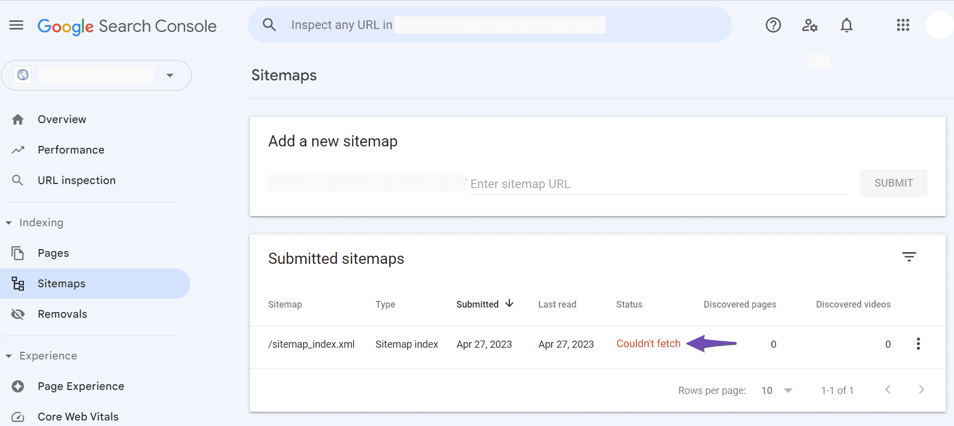 Couldn't fetch error in Google Search Console