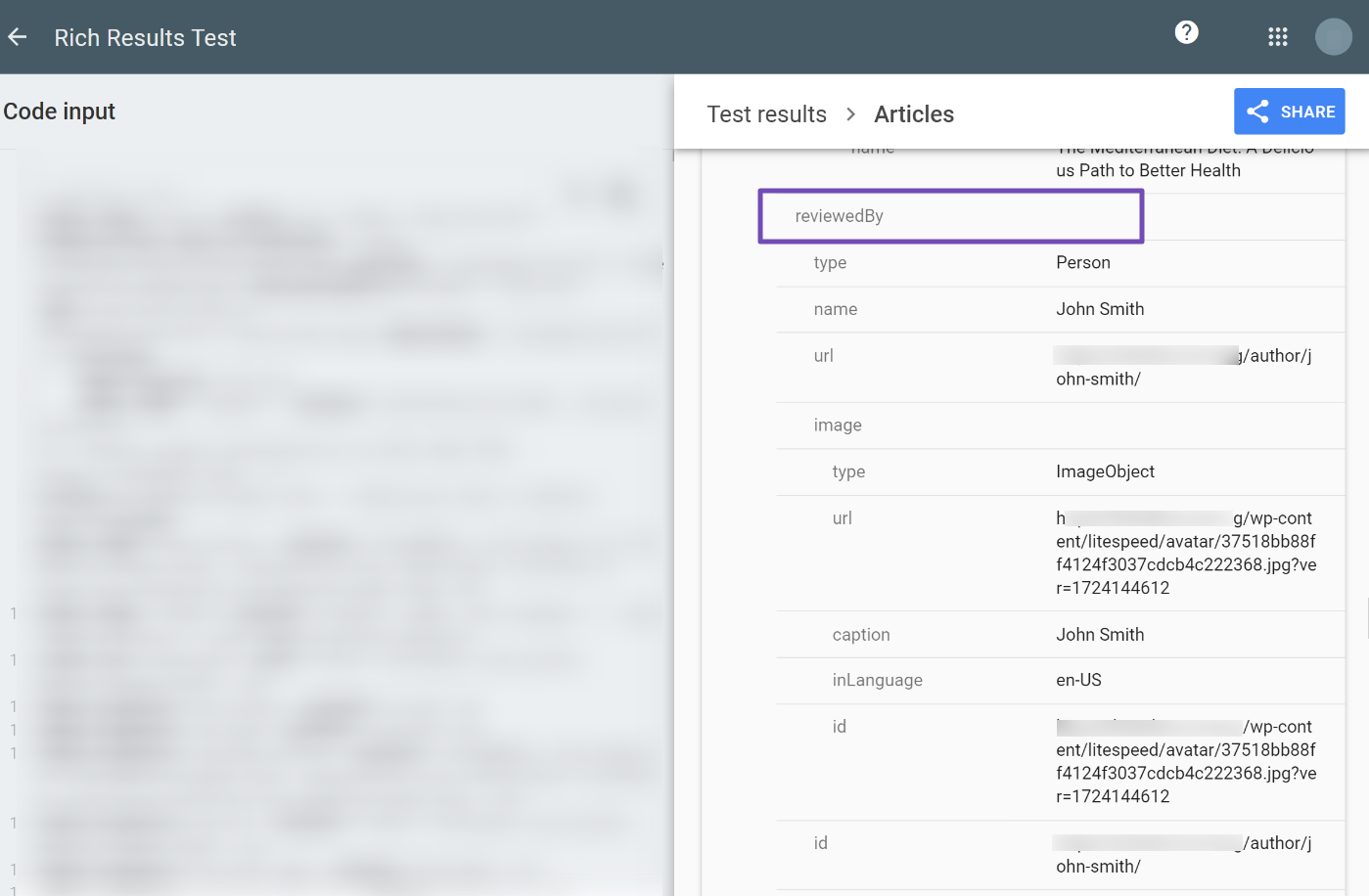 reviewedBy Schema