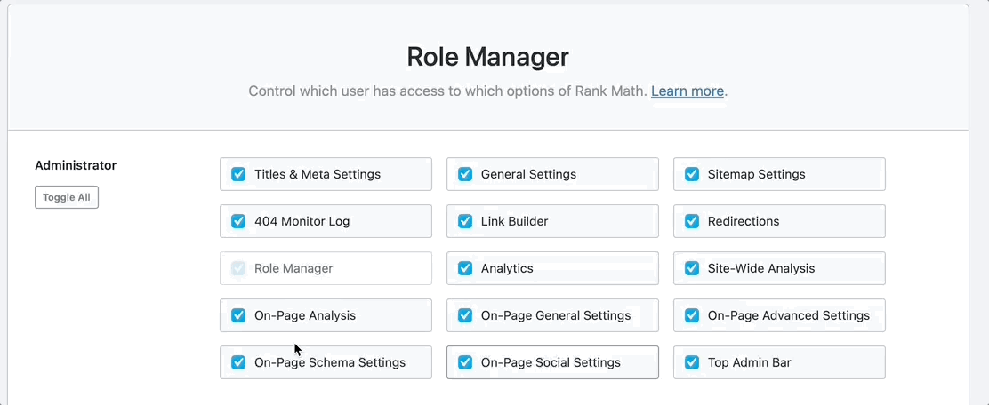 Toggle all user capabilities