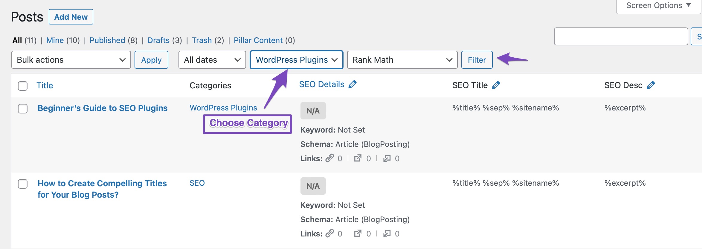 FIlter posts by category in WordPress