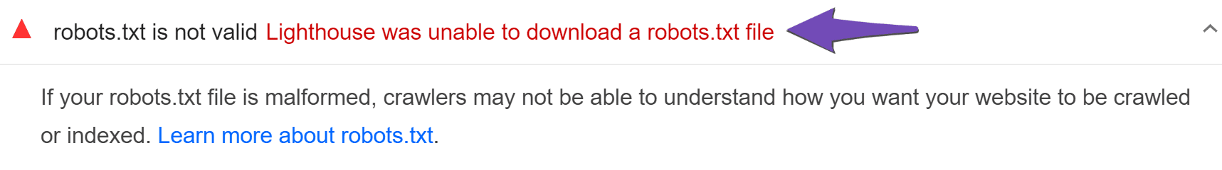 Lighthouse was unable to download robots.txt file