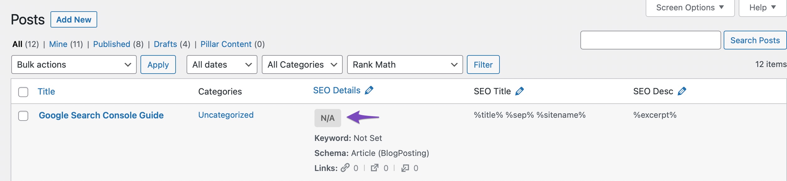 SEO Score N/A when focus keywords are imported from other SEO Plugin