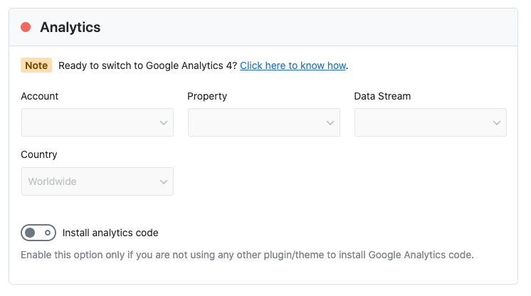 Issue with Google Analytics connection