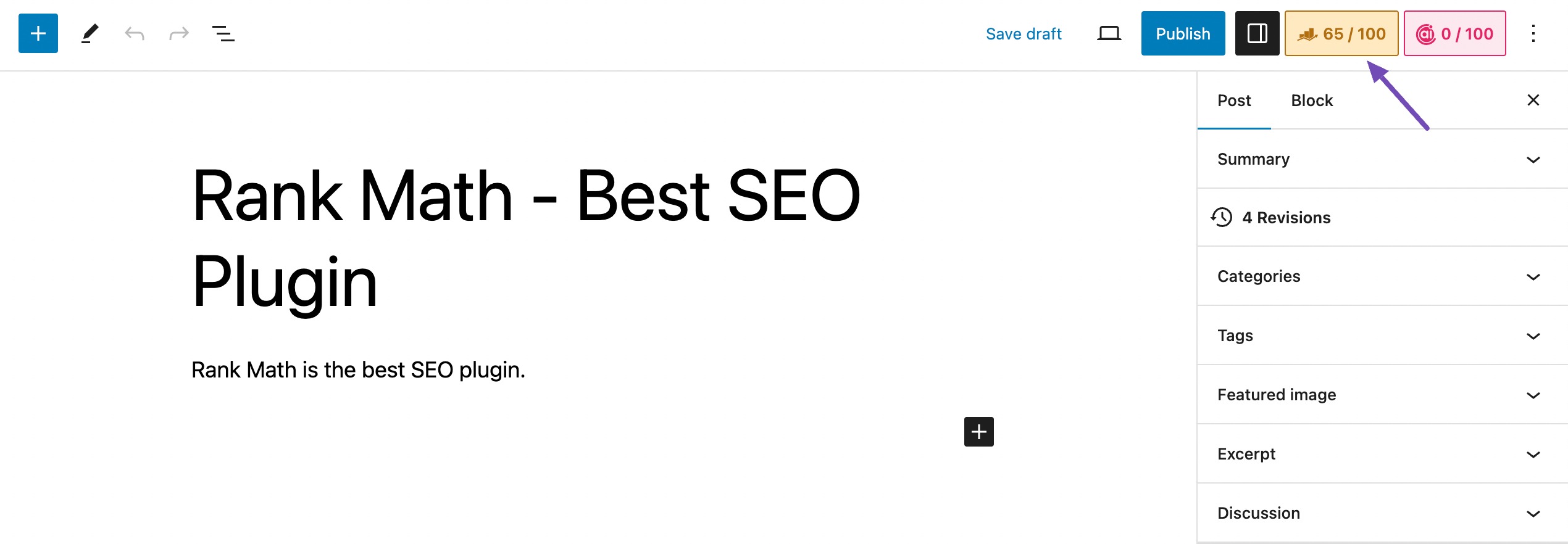 Click Rank Math SEO icon