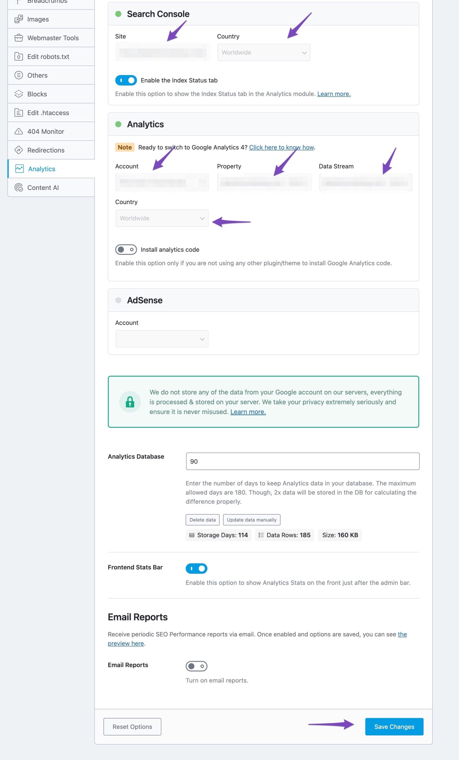 Configure Rank Math Analytics settings