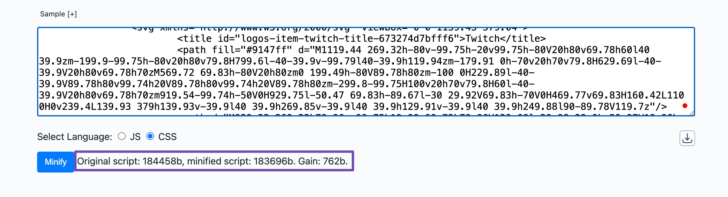 Minify CSS for Speed optimization