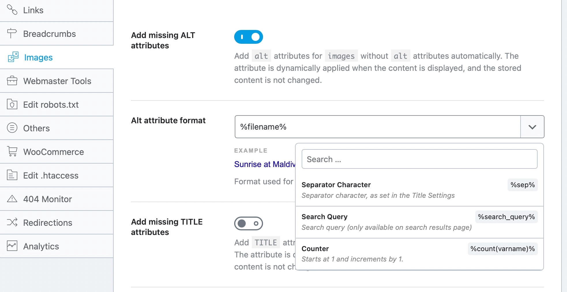 missing alt attributes